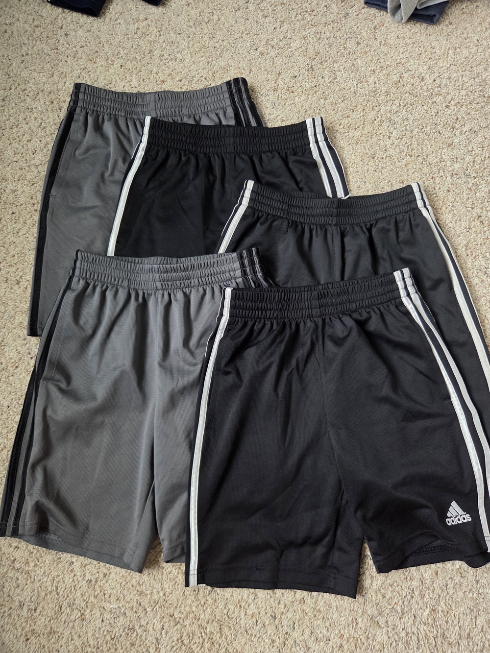 Adidas Boy's Black and Gray Athletic Shorts